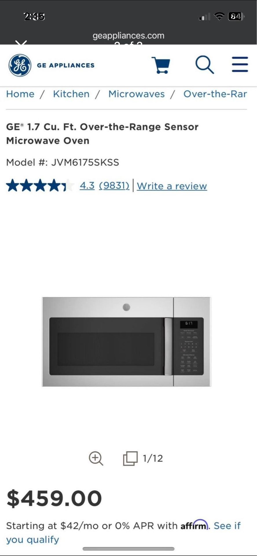 Over The Counter Microwave Oven