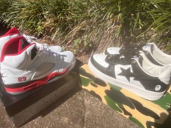 Air Jordan 5 and BAPE Bapesta Sneakers Bundle