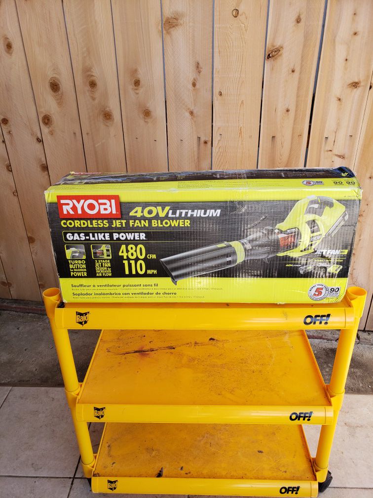 RYOBI 110 MPH 480 CFM Variable-Speed 40-Volt Lithium-Ion Cordless Jet Fan Leaf Blower - 3.0 Ah Battery and Charger