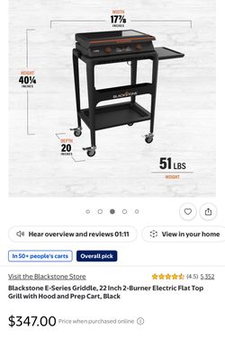 blackstone griddle 22 inch 2 burner elecrtic flat top grill whit hood and prep cart( brand new)