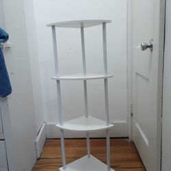4-Tier Floor Corner Shelf  WOOD & METAL. WHITE 43.5" Height   