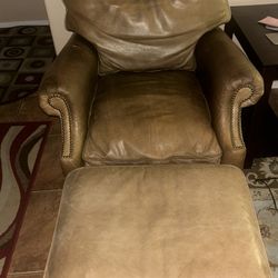 Leather Chair and Matching Ottoman