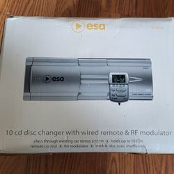 ESA Ecdc-10 10 Disc Remote Car CD Changer w/Magazine, Remote, & Wires 
