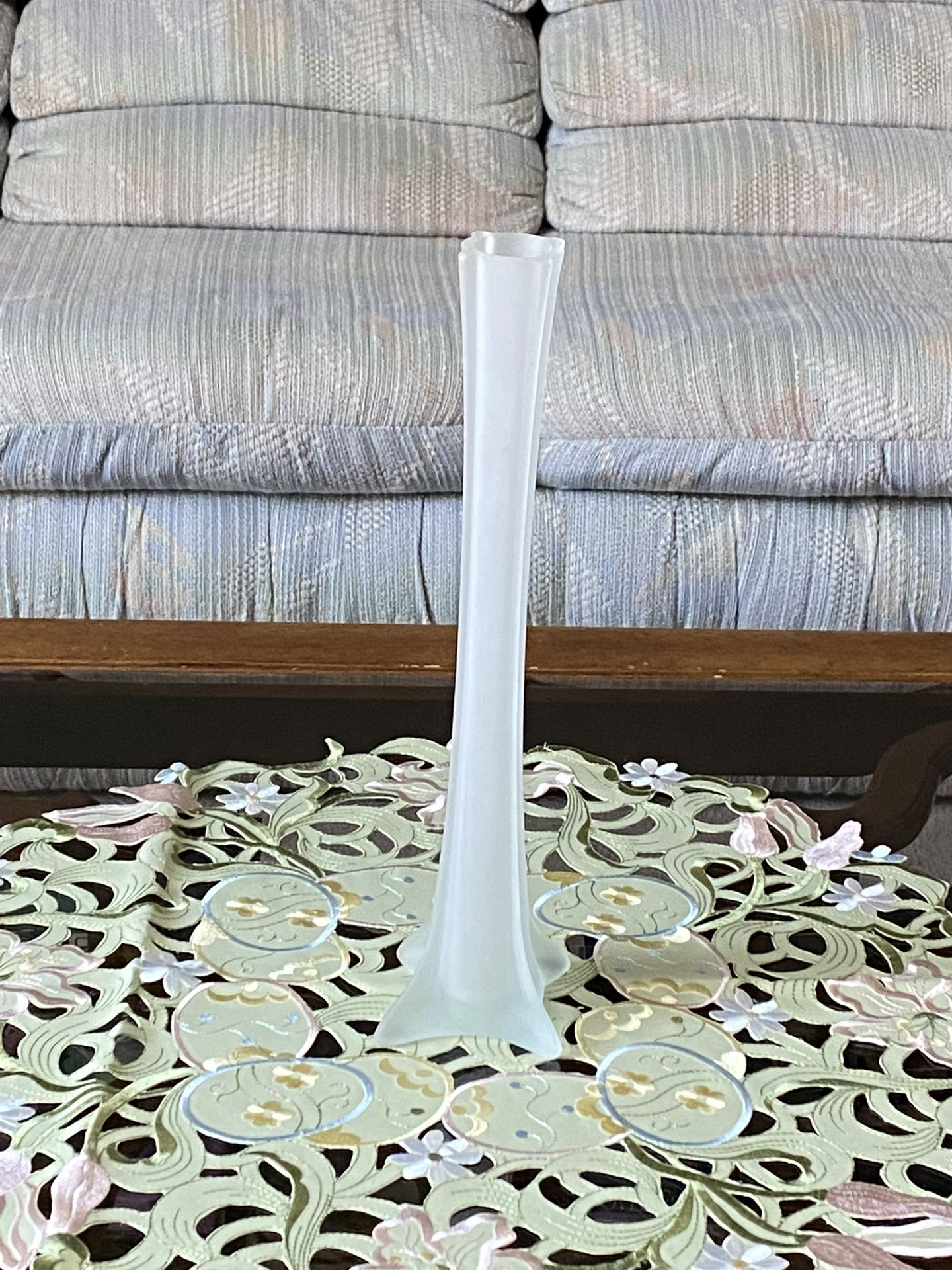 15” Tall Frosted Glass Vase