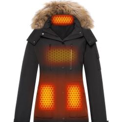 Heated Jacket for Women, Graphene Lightweight Heating Jackets with Battery Pack 12V 2XL