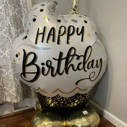 Large Happy Birthday Cupcake Balloon