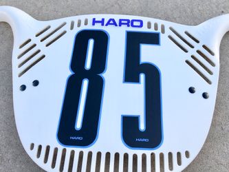 85 HARO 8 5 WHITE FLO PANEL BMX RACE RACING PLATE MASTER