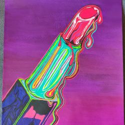 Acrylic Painting Of Lipstick (Makeup Illustration)
