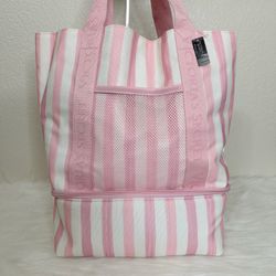 NWT Victoria’s Secret Pink White Stripe Cooler Tote