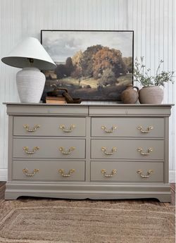 Taupe solid wood dresser