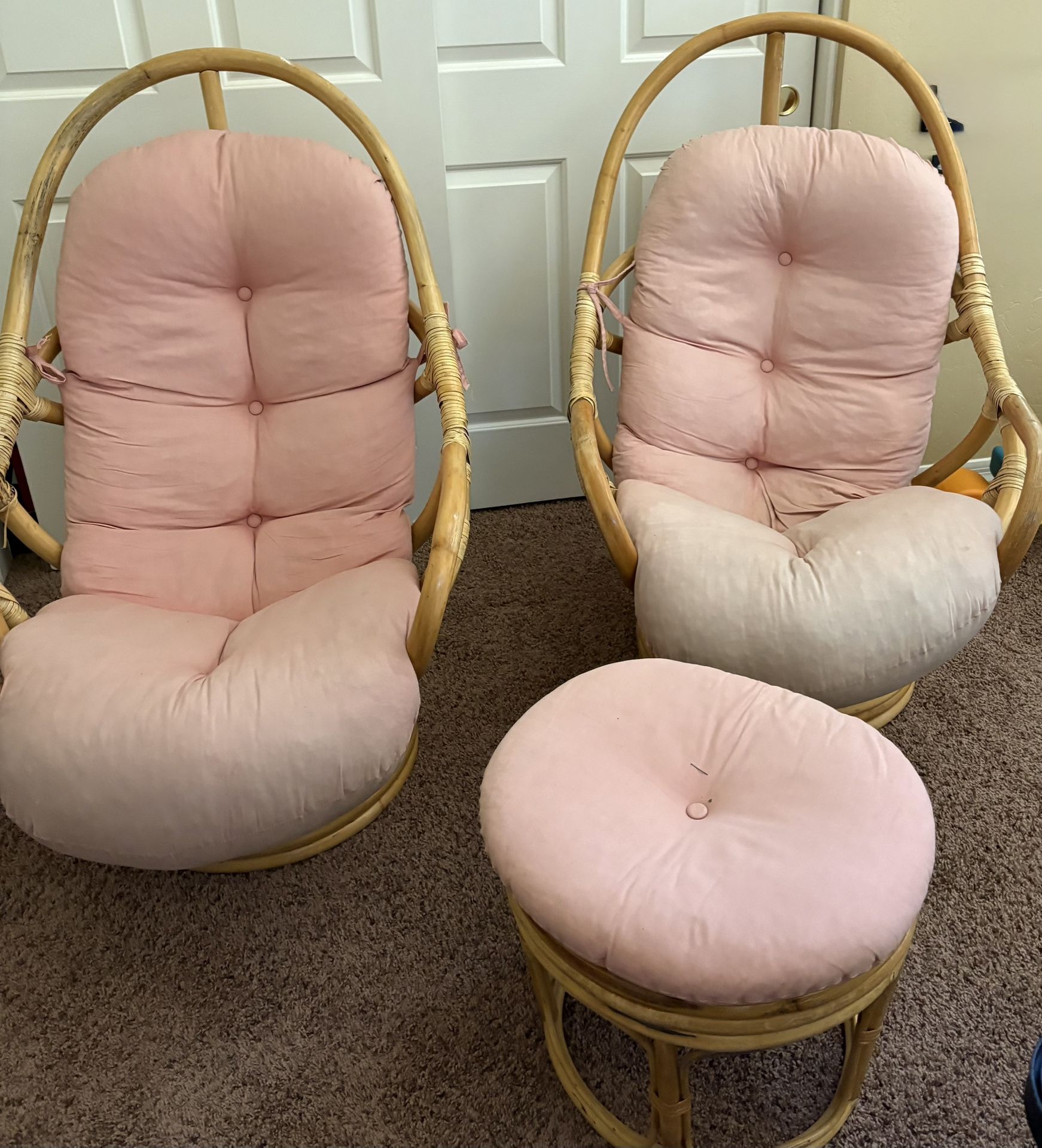 Rattan rocking Chairs With Foot Stool
