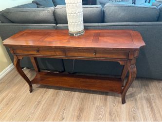 Classic Cherry Console / Sofa Table with Two Drawers & Lower Shelf
