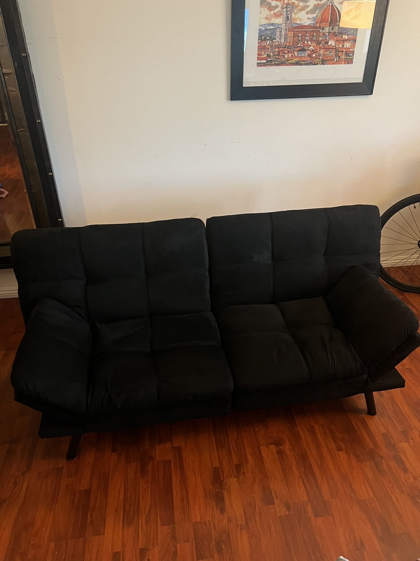 Black Velvet Futon Couch Bed