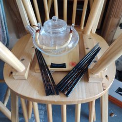 Glass Teapot And Wooden Chopsticks 