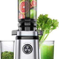 Cold Press Juicer with Wide Feed, Light Silver
