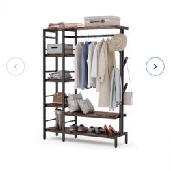 Tribesigns Cynthia 3.93-ft to 3.93-ft W x 5.9-ft H Brown Solid Shelving Wood Closet System