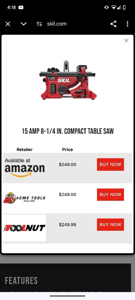 skil table saw