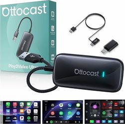 OTTOCAST Play2Video AI Box Wireless CarPlay Android Auto, Built-In Netflix, Youtube, Wi-Fi, Bluetooth, Video Player