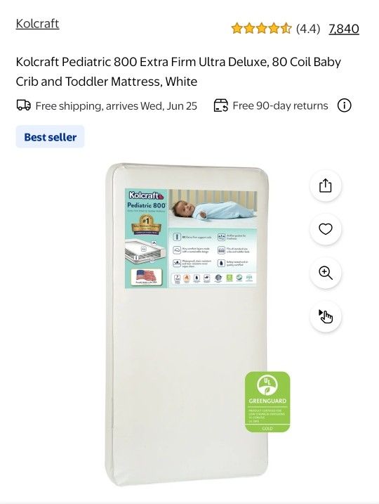 Kolcraft Crib And Toddler Kids Mattress Pediatric 800 Extra Firm Ultra Deluxe
