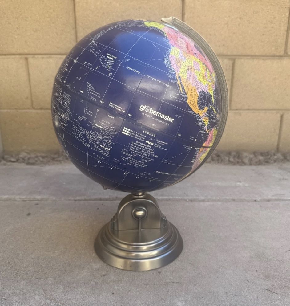 Vintage GlobeMaster World Globe Spins USA Made 12 Inch