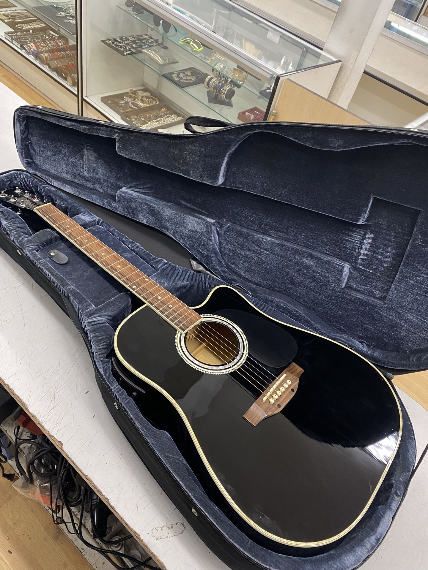 $150 Esteban Black Acoustic Guitar W Case 