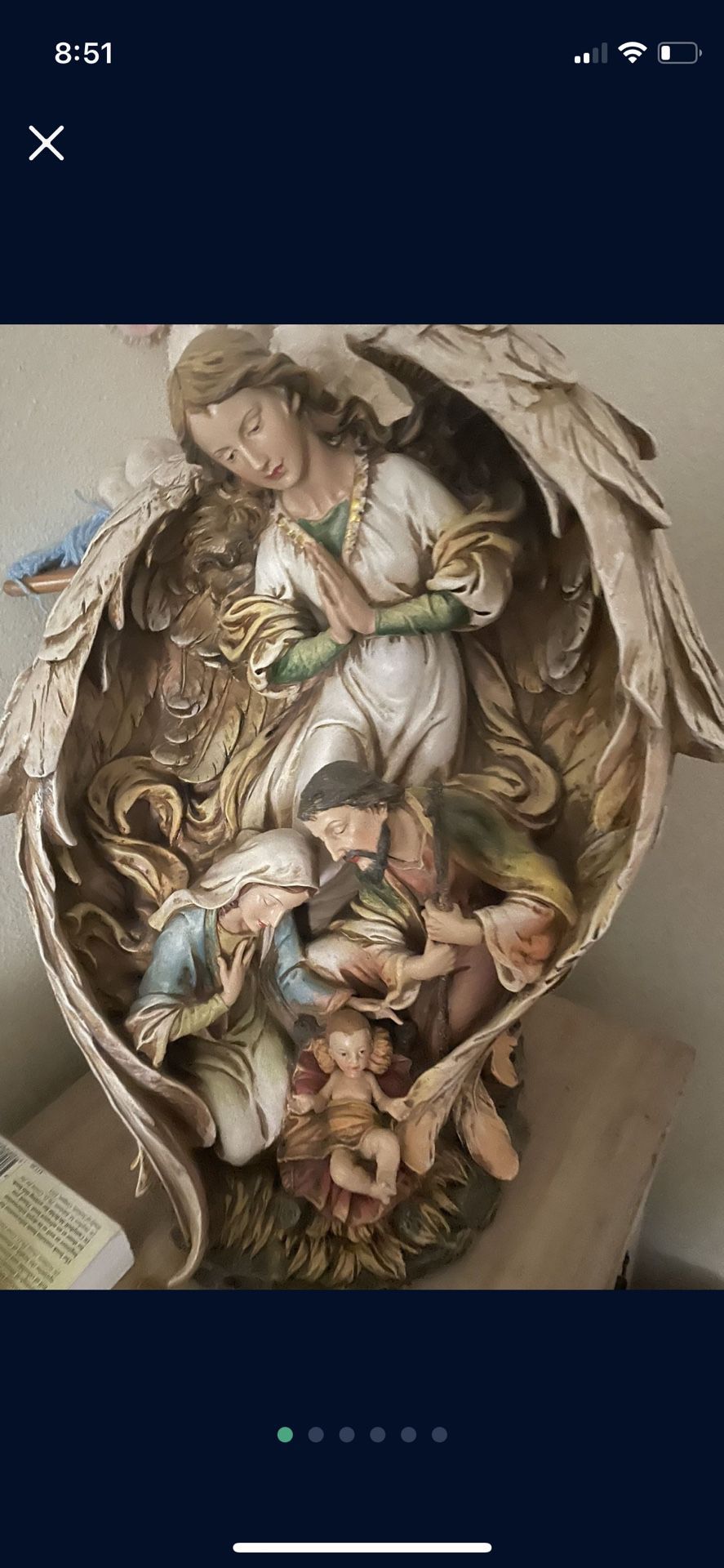 Christmas Statue Of Mary Jesus Joseph With Angel