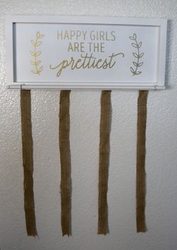 WHITE BOW HOLDER FOR GIRLS GIRL TODDLER BABY ROOM WALL DECOR DECAL HEADBANDS JEWELRY ORGANIZER STORAGE DISPLAY