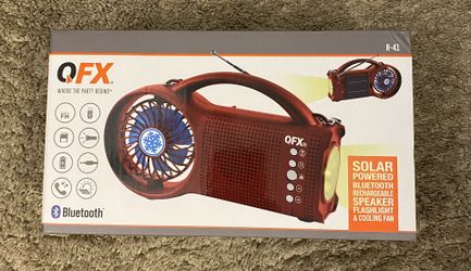 QFX R-41 Bluetooth Speaker Multi-Function FM Radio Cooling Fan Red (NEW)