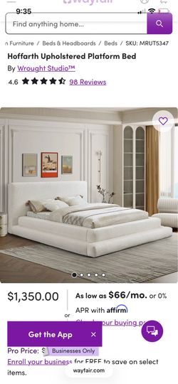 Boucle king Size bed frame LIKE new