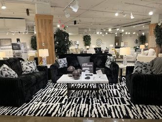 luxuriously soft jumbo corduroy fabric 2 pc sofa & loveseat set in black