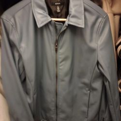 Alfani Blue Faux Leather Jacket Small
