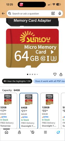 Sunloy 64GB Micro Memory Card