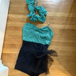 Blue and black sequin and tulle shorts outfit#ballet #dancewear adult small 