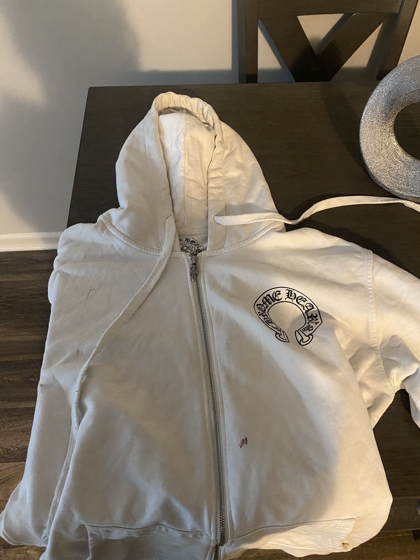 White Chrome Heart Hoodie