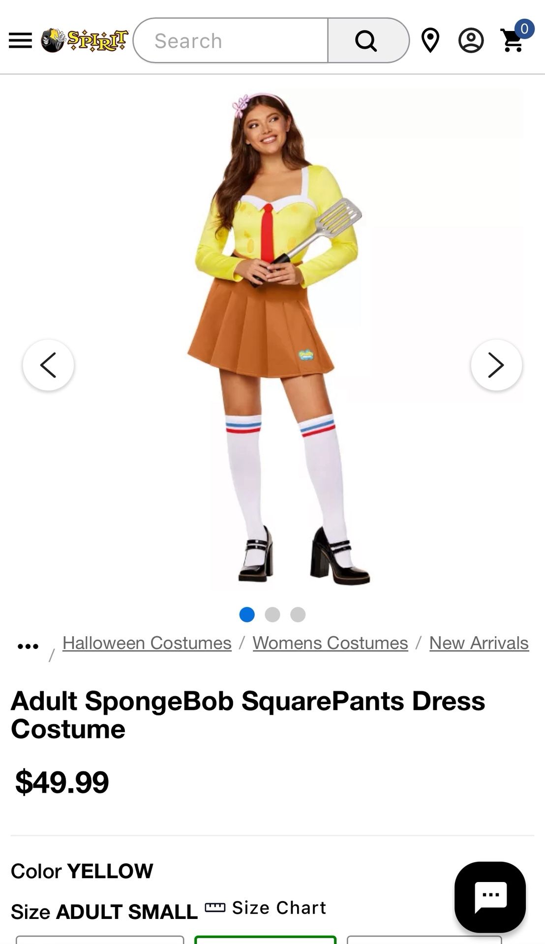 Adult SpongeBob SquarePants Dress Costume Size M