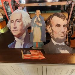 Vintage American Historical Figures Cardboard Cutout Set
