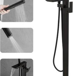 Oil Rubbed Bronze Bathtub Filler Freestanding Tub Filler Floor Mount Tub Faucet Waterfall Bathtub Faucet with CUPC Certified High Flow Brass Bath Show