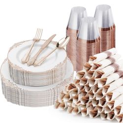 Plastic Dinnerware 350 Pieces Plates Set For 50 New