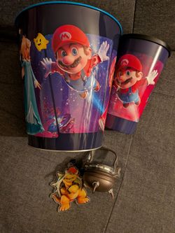 super Mario Galaxy movie theater tin popcorn bucket Bowser Jr. cauldron AMC mini drink combo bundle