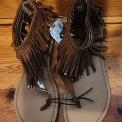 *Brand New* Girls Justice Fringe Sandals Sz 6