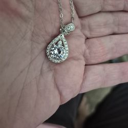 Certified Sterling Silver Moisonite Pendant Necklace 