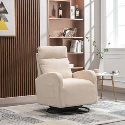  Beige  Modern Accent High Backrest Living Room Lounge Arm Rocking Chair   [NEW] **Assembly Req** 