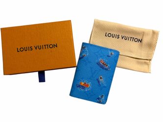 Authentic Louis Vuitton Pocket Organizer Blue Lagoon (M14881) in excellent pre-owned (mint condition