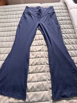 Blue High-Waist Flare Leggings
