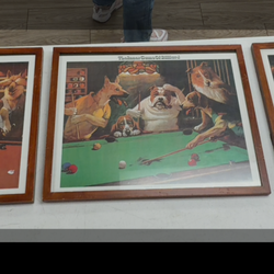 Vintage - "Dogs Playing Pool" -Prints