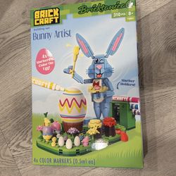 Brickcraft Bunny Artist Building Kit, Easter Brick Toy with Color-on Egg Activity, 310-Piece Set