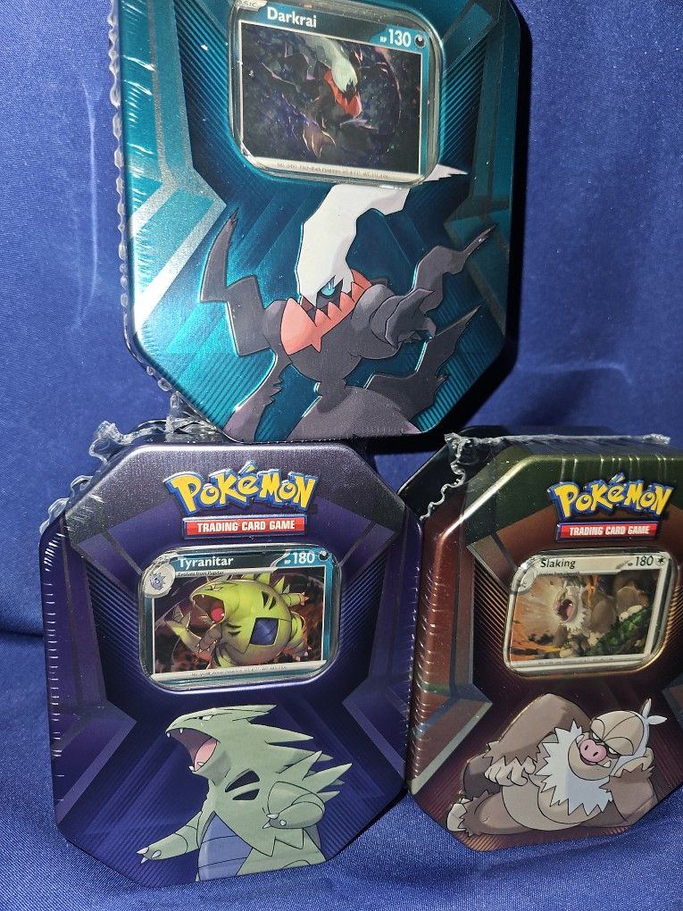 Pokemon TCG: Triple Whammy Tin Set: Tyranitar,Darkrai, Slaking SEALED LOT OF 3!!