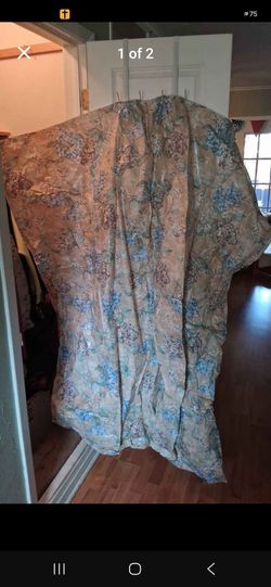 Tan floral plastic shower curtain