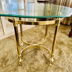 Vintage Mid Century Brass Glass Tables