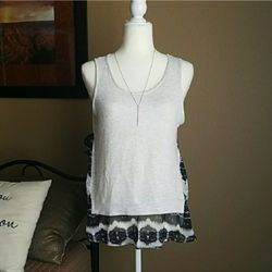 Woman's Soft Jersey Material W/ Semi Sheer Accents Boutique Tank Top